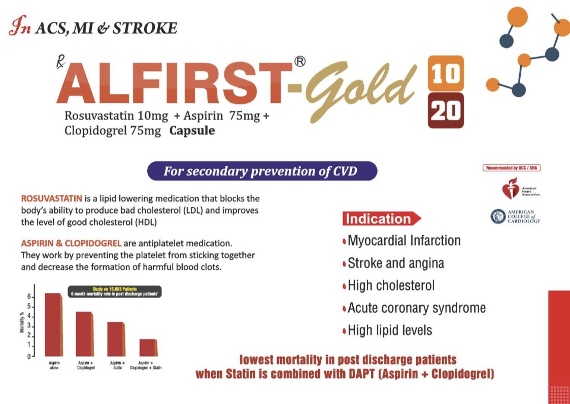 ALFIRAST GOLD 20 - Rosuvastatin + Aspirin + Clopidogrel
